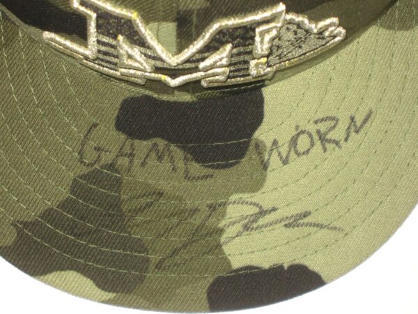 Indigo Diaz 2022 Game Worn & Signed Official Mississippi Braves Armed Forces On-Field New Era 59FIFTY Hat4