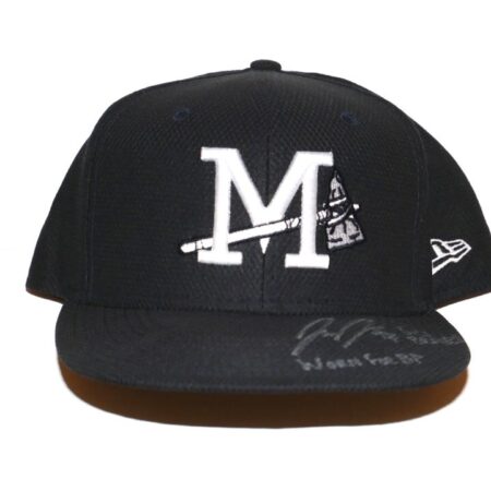 Jake Higginbotham 2022 Batting Practice Worn & Signed Official Black Mississippi Braves New Era 59FIFTY Hat