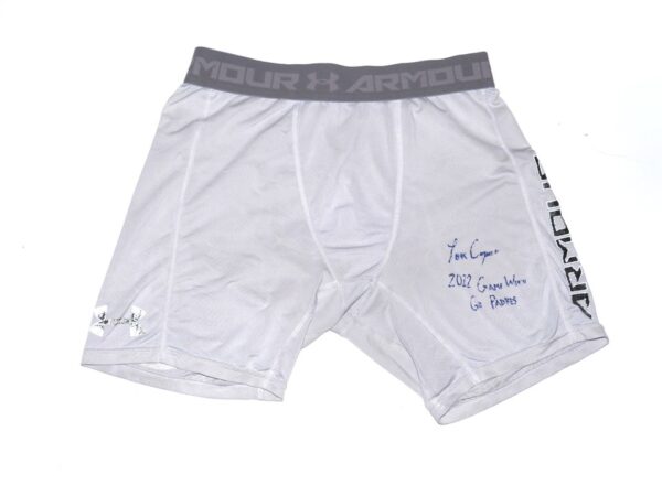 Tom Cosgrove 2022 San Antonio Missions Game Worn & Signed White Under Armour Shorts