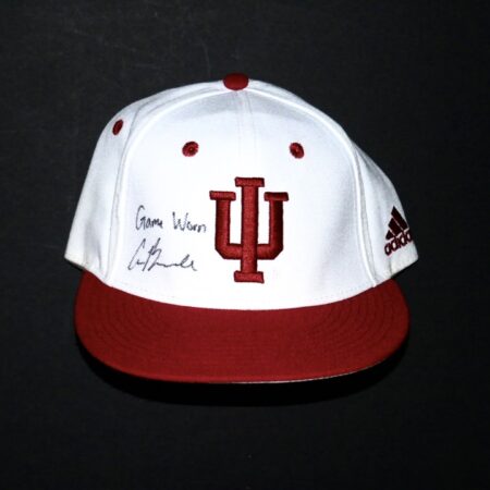 Cade Bunnell Game Worn & Signed Official White & Red Indiana Hoosiers Adidas Climalite Hat