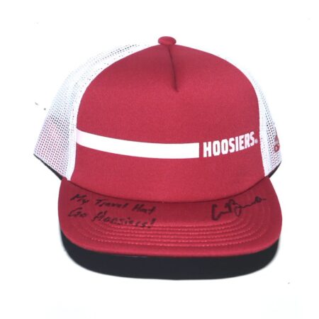 Cade Bunnell Team Issued & Signed Official Crimson & White Indiana Hoosiers Adidas Climalite Hat - Worn for Travel!