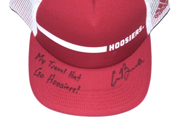 Cade Bunnell Team Issued & Signed Official Crimson & White Indiana Hoosiers Adidas Climalite Hat - Worn for Travel!1