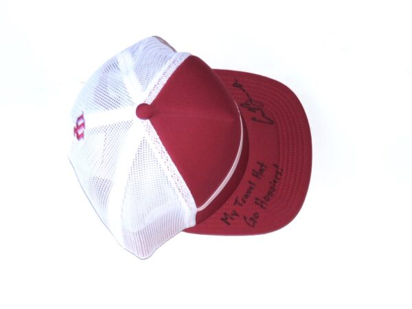 Cade Bunnell Team Issued & Signed Official Crimson & White Indiana Hoosiers Adidas Climalite Hat - Worn for Travel!