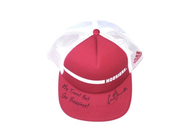 Cade Bunnell Team Issued & Signed Official Crimson & White Indiana Hoosiers Adidas Climalite Hat - Worn for Travel!