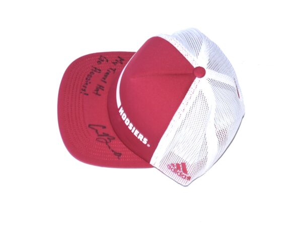 Cade Bunnell Team Issued & Signed Official Crimson & White Indiana Hoosiers Adidas Climalite Hat - Worn for Travel!