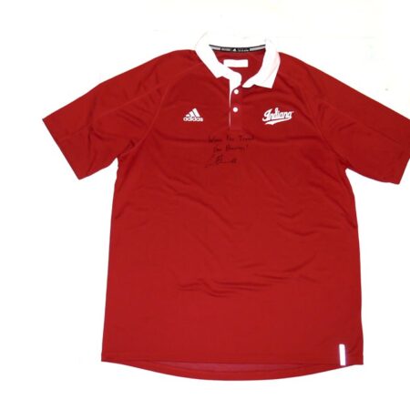Cade Bunnell Team Issued & Signed Official Indiana Hoosiers Adidas Climalite Polo XL Shirt - Worn for Travel!