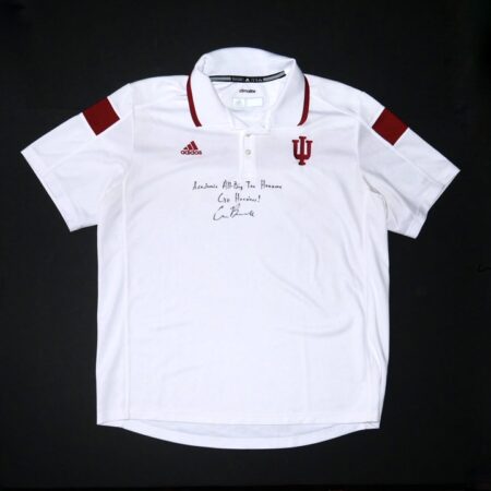 Cade Bunnell Team Issued & Signed Official White & Crimson Indiana Hoosiers Adidas Climalite Polo XL Shirt