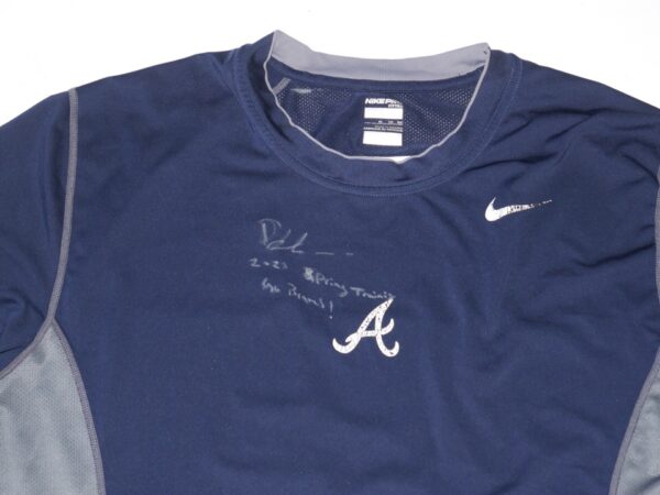 Drew Lugbauer 2023 Spring Training Worn & Signed Official Atlanta Braves Long Sleeve Nike Pro Fitted XL Shirt