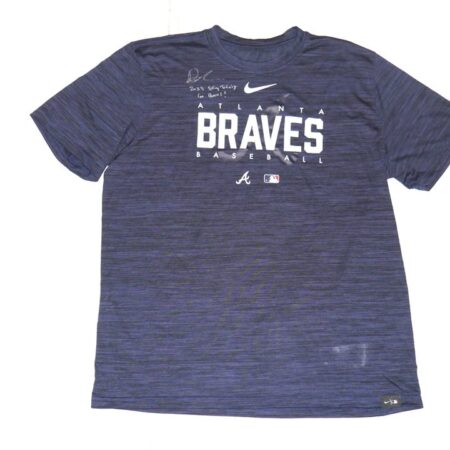 Drew Lugbauer 2023 Spring Training Worn & Signed Official Blue Atlanta Braves Baseball Nike Dri-Fit XL Shirt