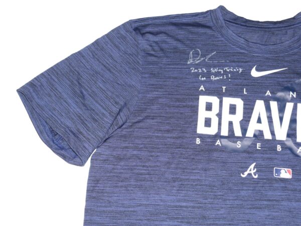 Drew Lugbauer 2023 Spring Training Worn & Signed Official Blue Atlanta Braves Baseball Nike Dri-Fit XL Shirt