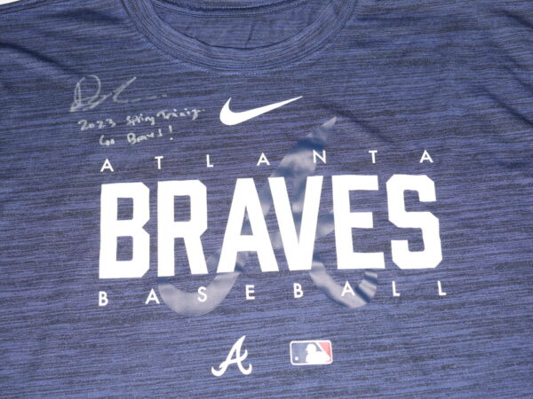 Drew Lugbauer 2023 Spring Training Worn & Signed Official Blue Atlanta Braves Baseball Nike Dri-Fit XL Shirt