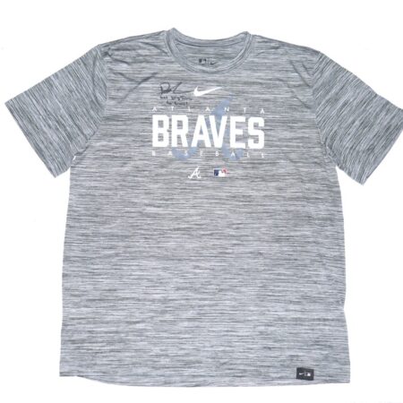 Drew Lugbauer 2023 Spring Training Worn & Autographed Official Gray Atlanta Braves Baseball Nike Dri-Fit XL Shirt