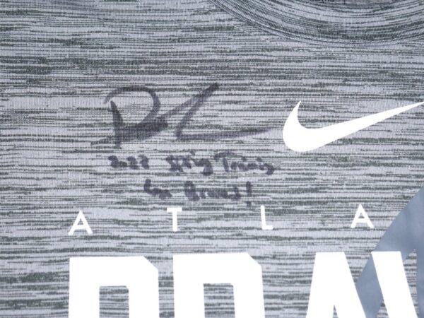 Drew Lugbauer 2023 Spring Training Worn & Autographed Official Gray Atlanta Braves Baseball Nike Dri-Fit XL Shirt