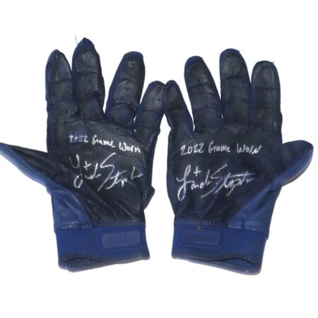 Landon Stephens 2022 Mississippi Braves Game Worn & Signed Blue Franklin Batting Gloves