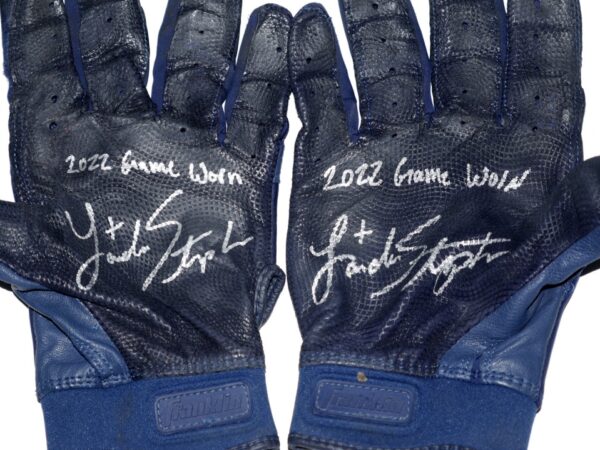 Landon Stephens 2022 Mississippi Braves Game Worn & Signed Blue Franklin Batting Gloves