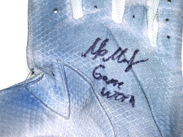 Max Moroff New York Mets Game Worn & Signed White Lizard Skins Batting Gloves