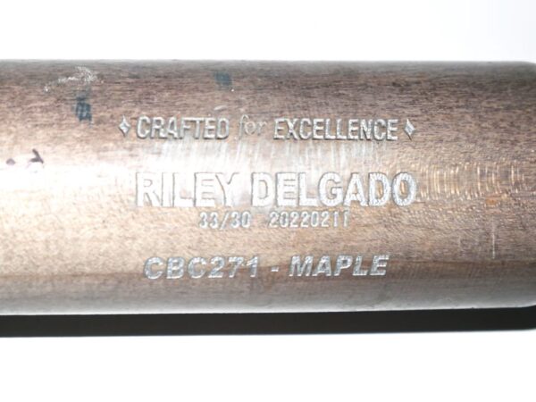 Riley Delgado 2022 Mississippi Braves Game Used & Signed Cooperstown CB271 Maple Baseball Bat - CRACKED
