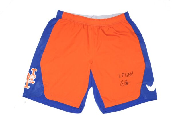 Cam Opp 2022 Practice Worn & Signed LFGM! Official New York Mets Nike Dri-Fit Shorts