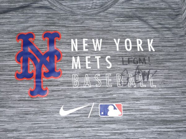 Cam Opp 2022 Team Issued & Signed LFGM! Official Gray New York Mets Baseball Nike Dri-Fit Shirt