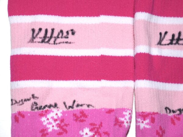 Kutter Crawford 2022 Boston Red Sox Player Issued & Signed Pink Mothers Day Stance MLB Socks - Worn In Dugout!!!