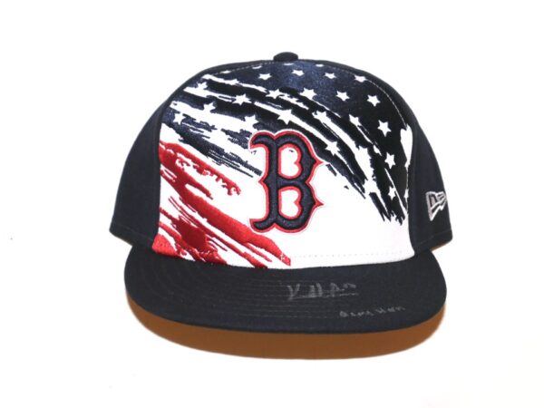 Kutter Crawford Game Worn & Signed Official Boston Red Sox July 4th New Era 59FIFTY Hat - Pitched 5 1:3 Innings of Two-Hit Relief!