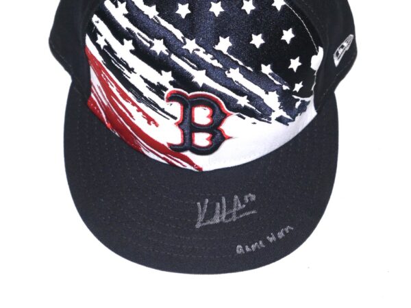 Kutter Crawford Game Worn & Signed Official Boston Red Sox July 4th New Era 59FIFTY Hat - Pitched 5 1:3 Innings of Two-Hit Relief!