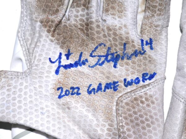 Landon Stephens 2022 Mississippi Braves Game Worn & Signed White EvoShield Batting Gloves