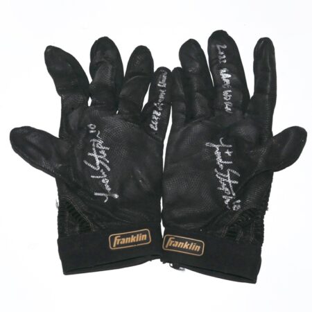 Landon Stephens 2022 Rome Braves Game Worn & Signed Black & Gold Franklin Batting Gloves