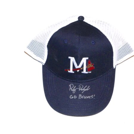 Riley Delgado Team Issued & Signed Mississippi Braves Trucker Cap - Presented by Huey Magoo's Chicken Tenders!