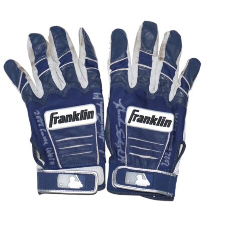 Landon Stephens 2022 Mississippi Braves Game Worn & Signed Blue & Gray Franklin Batting Gloves