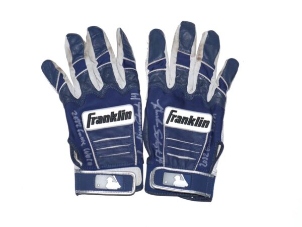 Landon Stephens 2022 Mississippi Braves Game Worn & Signed Blue & Gray Franklin Batting Gloves