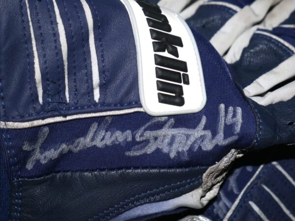 Landon Stephens 2022 Mississippi Braves Game Worn & Signed Blue & Gray Franklin Batting Gloves