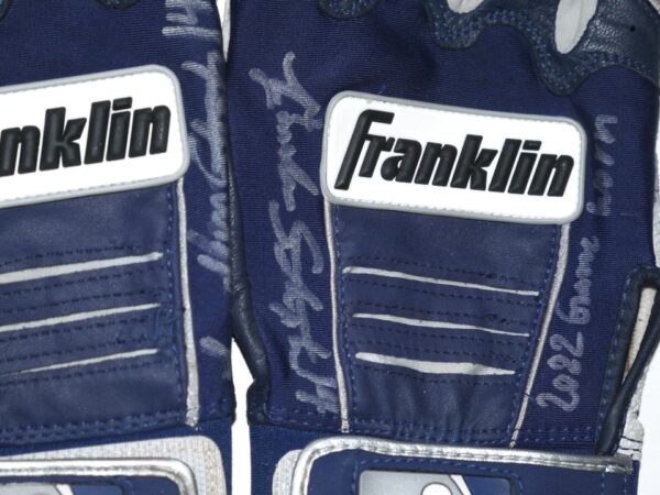 Landon Stephens 2022 Mississippi Braves Game Worn & Signed Blue & Gray Franklin Batting Gloves