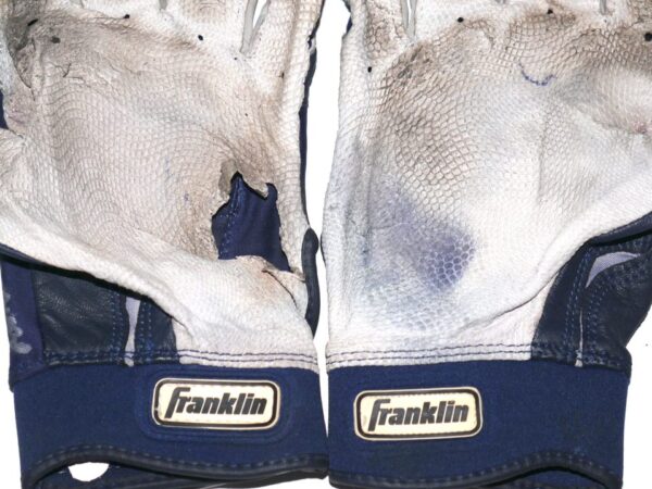 Landon Stephens 2022 Mississippi Braves Game Worn & Signed Blue & Gray Franklin Batting Gloves9
