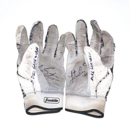 Landon Stephens 2022 Rome Braves Game Worn & Signed Camo Franklin Batting Gloves