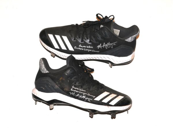 Mickey Gasper 2022 Somerset Patriots Game Worn & Signed Eastern League Champ Adidas Bounce Baseball Cleats