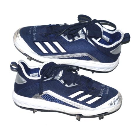 Mickey Gasper 2022 Somerset Patriots Game Worn & Signed Blue & Silver Adidas Baseball Cleats