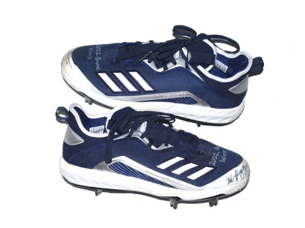 Mickey Gasper 2022 Somerset Patriots Game Worn & Signed Blue & Silver Adidas Baseball Cleats