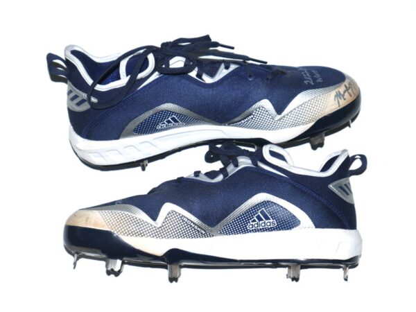 Mickey Gasper 2022 Somerset Patriots Game Worn & Signed Blue & Silver Adidas Baseball Cleats