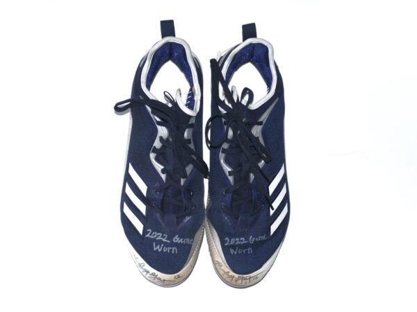 Mickey Gasper 2022 Somerset Patriots Game Worn & Signed Blue & Silver Adidas Baseball Cleats