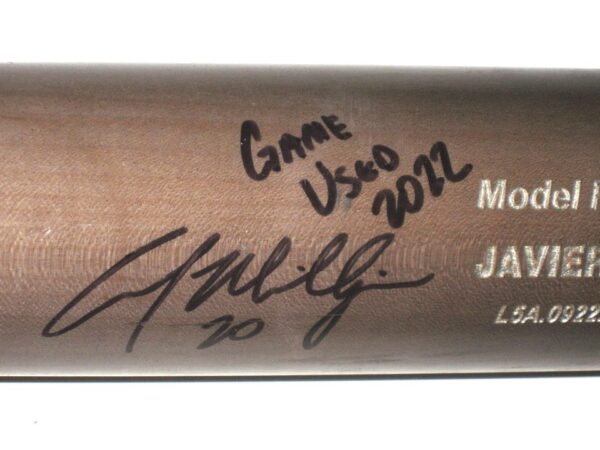 Cody Milligan 2022 Mississippi Braves Game Used & Signed Javier Valdes Jr. Chandler Model RA13M Maple Baseball Bat - CRACKED