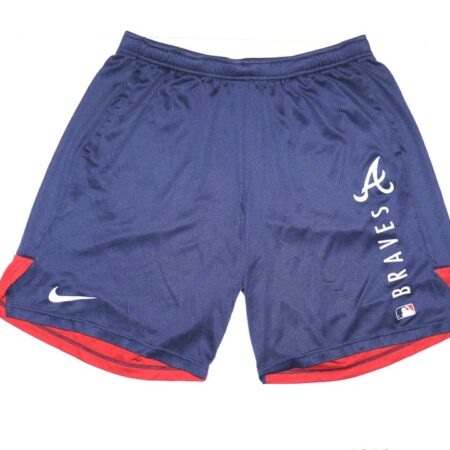 Indigo Diaz 2022 Team Issued & Signed Official Blue & Red Atlanta Braves Nike Dri-Fit XL Shorts