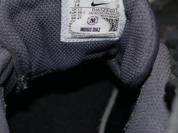 Indigo Diaz 2023 Somerset Patriots Training Worn & Signed Nike Renew Baseball Turf Shoes - Tagged with New York Yankees Label!