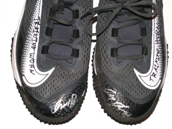 Indigo Diaz 2023 Somerset Patriots Training Worn & Signed Nike Renew Baseball Turf Shoes - Tagged with New York Yankees Label!