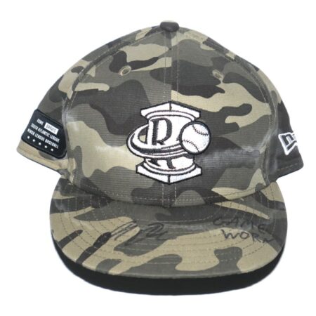Indigo Diaz Game Worn & Signed Official Camouflage Rome Braves Military Appreciation New Era 59FIFTY Fitted Hat