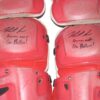 Herbert Iser 2022 Reading Fightin Phils Game Worn & Signed Go Phillies! Red Nike Vapor Catcher's Leg Guards