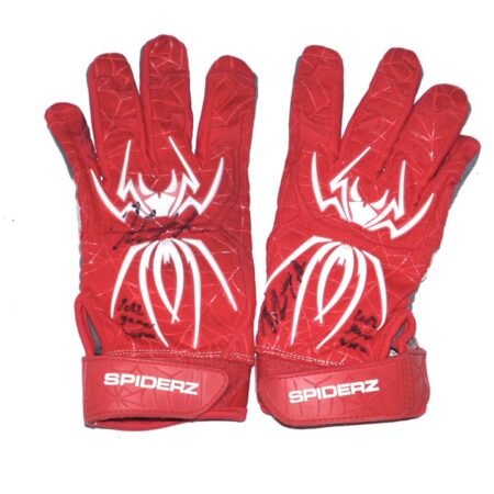 Herbert Iser 2022 Reading Fightin Phils Game Worn & Signed Red Spiderz XL Batting Gloves