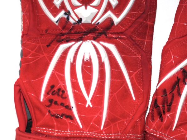 Herbert Iser 2022 Reading Fightin Phils Game Worn & Signed Red Spiderz XL Batting Gloves