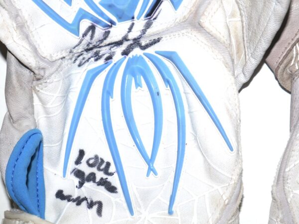 Herbert Iser 2022 Reading Fightin Phils Game Worn & Signed White & Blue Spiderz XL Batting Gloves