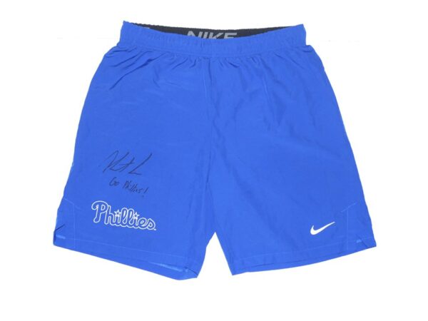 Herbert Iser 2023 Practice Worn & Signed Official Philadelphia Phillies Nike Dri-Fit Shorts